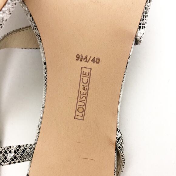 Louise et Cie Womens Kass Sandal 9 Gray White Snakeskin Stiletto Heels EUC - Picture 11 of 12